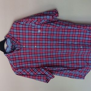 Chaps Shirt Mens 3XL Red White Blue Plaid Pocket Crest Easy Care Button Front